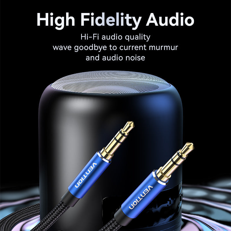 VENTION Cotton Braided 3.5mm Male to Male Audio Cable Blue Aluminum Alloy Type