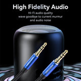 VENTION Cotton Braided 3.5mm Male to Male Audio Cable Blue Aluminum Alloy Type