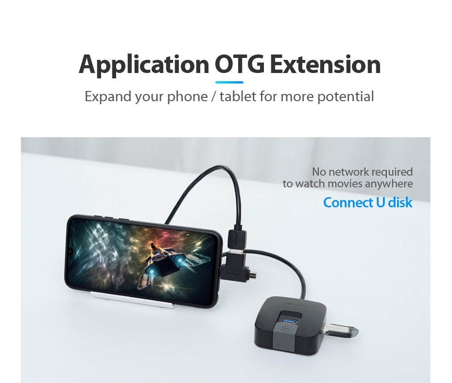 VENTION 4 Ports USB3.0 HUB 0.15M Black