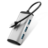 VENTION Type-C to USB3.0*4/Micro USB Hub 0.15m Grey Metal Type