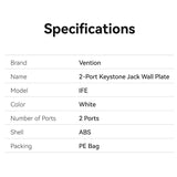 2-Port Keystone Jack Wall Plate White