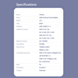 VENTION 3-Port USB (C+C+A) Universal Travel Adapter (20W/18W/18W)