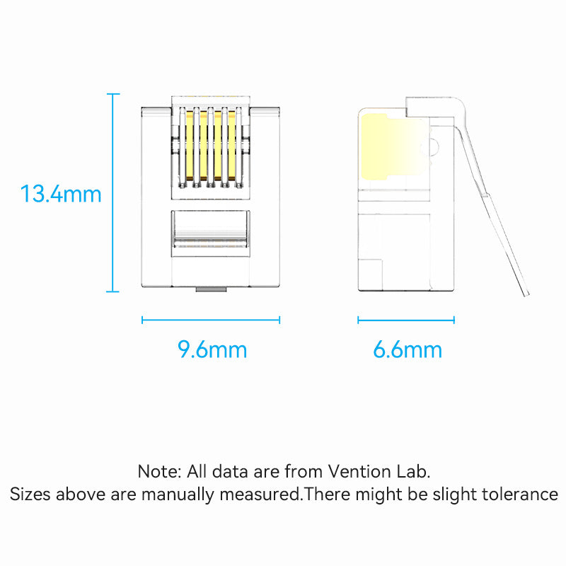 VENTION 6P4C Telephone Modular Plug 100Pcs/Pack