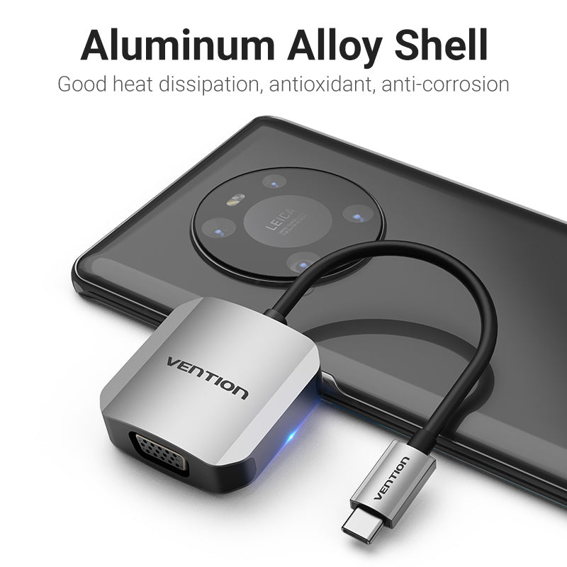 VENTION USB-C to VGA Converter 0.15M Grey Aluminum Alloy Type