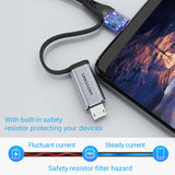 VENTION USB 2.0 A Male to 2-in-1 USB-C & Micro-B Male 5A Cable Grey Aluminum Alloy Type