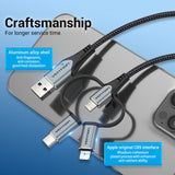 VENTION USB 2.0 A Male to 3-in-1 Micro-B&USB-C&Lightning Male Cable 0.5M Grey Aluminum Alloy Type