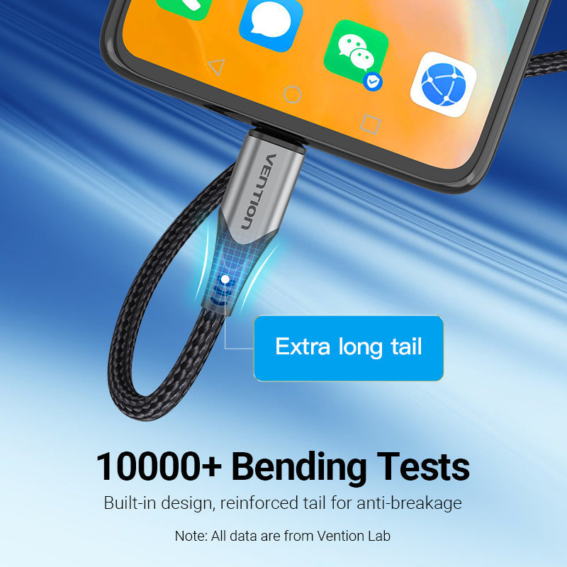 VENTION USB 2.0 A Male to 2-in-1 Micro-B&USB-C Male Magnetic Cable Grey Aluminum Alloy Type