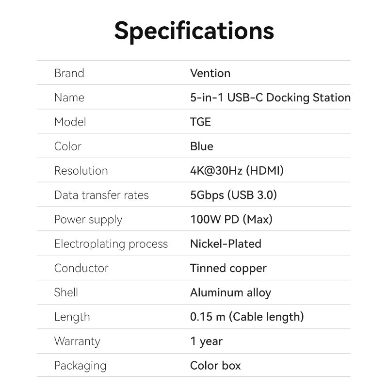 VENTION 5-in-1 USB-C Docking Station