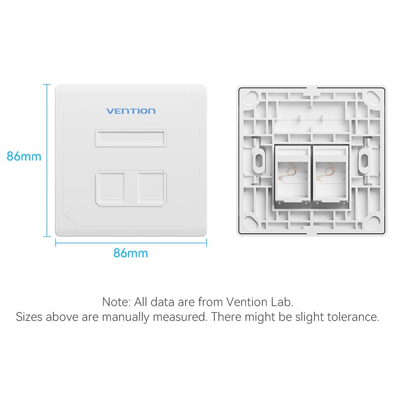 VENTION 2-Port Keystone Jack Wall Plate