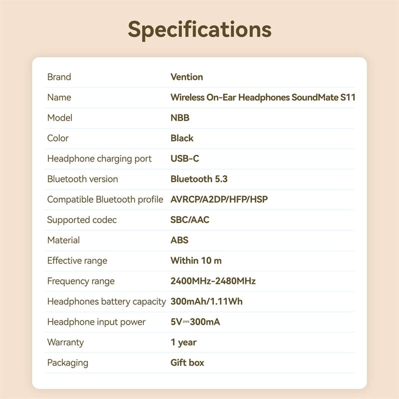 VENTION Wireless On-Ear Headphones SoundMate