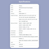 VENTION 3-Port USB (C+C+A) GaN Universal Travel Adapter (65W/65W/30W)