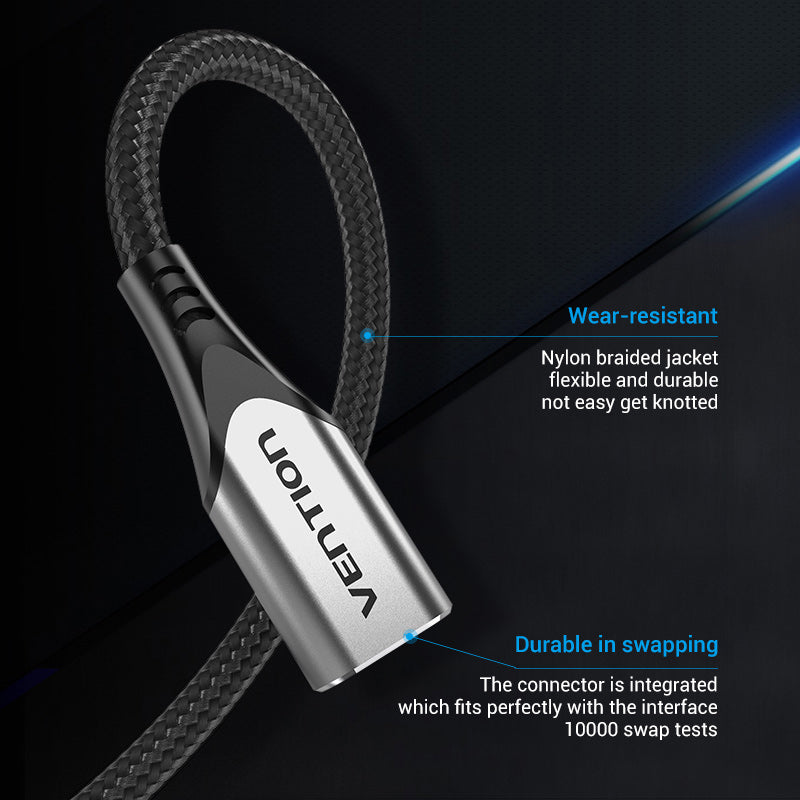 VENTION Cotton Braided USB-C 3.1 Extension Cable