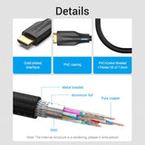 VENTION Cotton Braided 8K HDMI Cable Black
