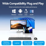 VENTION Wireless Full-Sized Keyboard and Mouse Combo with Mouse Pad Black Slim Type - US English Layout