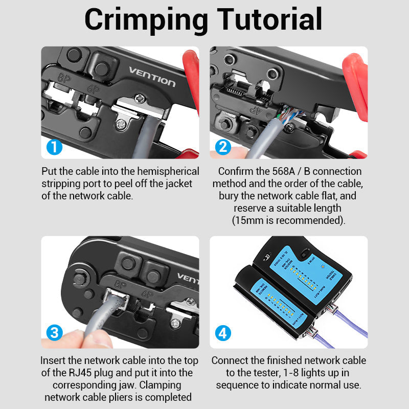 VENTION Multi-Function LAN Cable Crimping Tool Ratchetless Type Black