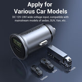 VENTION Two-Port USB A+C(18/20) Car Charger Grey Mini Style Aluminium Alloy Type