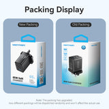 VENTION 3-Port USB (C + C + A) GaN Charger (65W/65W/60W) UK-Plug Black