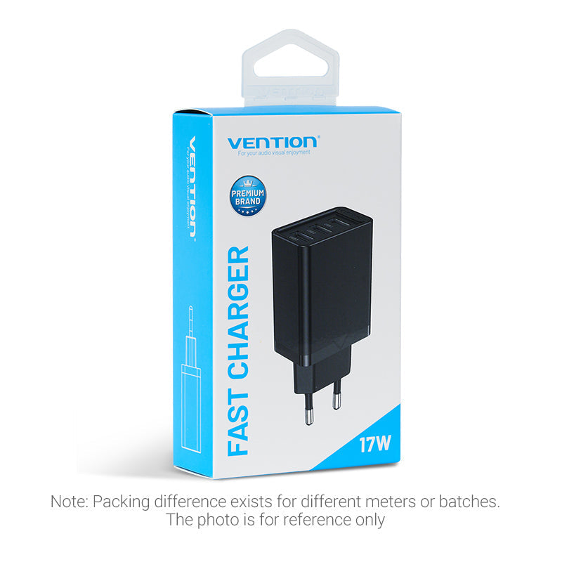 VENTION 3-Port USB(A+A+A) Wall Charger(12W/12W/12W) EU-Plug