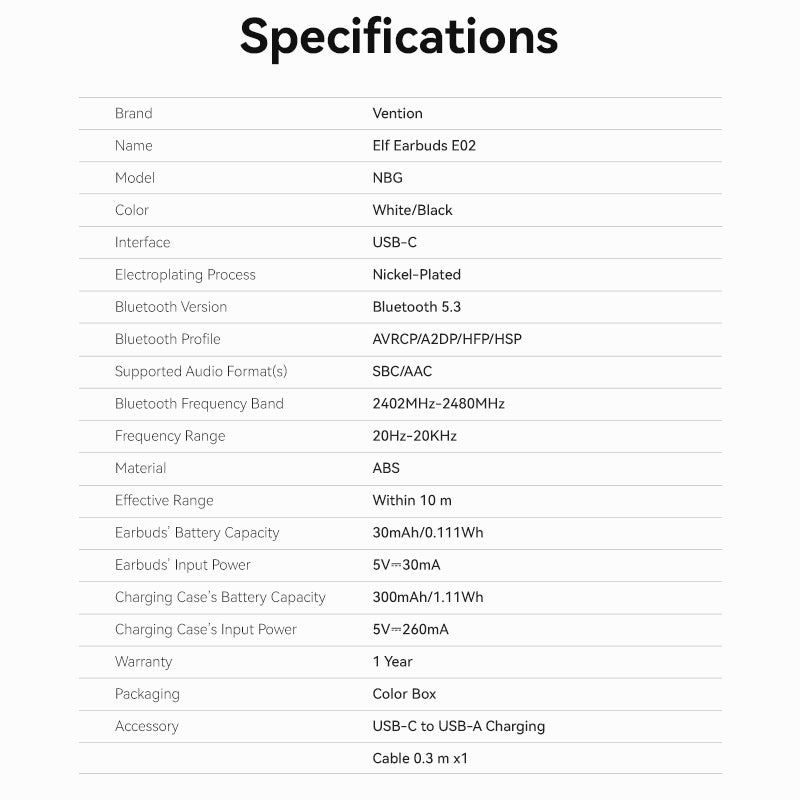 VENTION True Wireless Bluetooth Earbuds