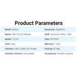VENTION Type-C to DP Adapter Gray Metal Type