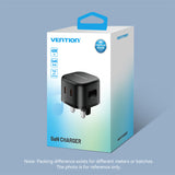 VENTION 2-Port USB (C + C) GaN Charger (45W/45W) UK-Plug Black