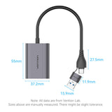 VENTION USB-C + USB-A to HDMI Adapter 0.15M Gray Aluminium Alloy Type