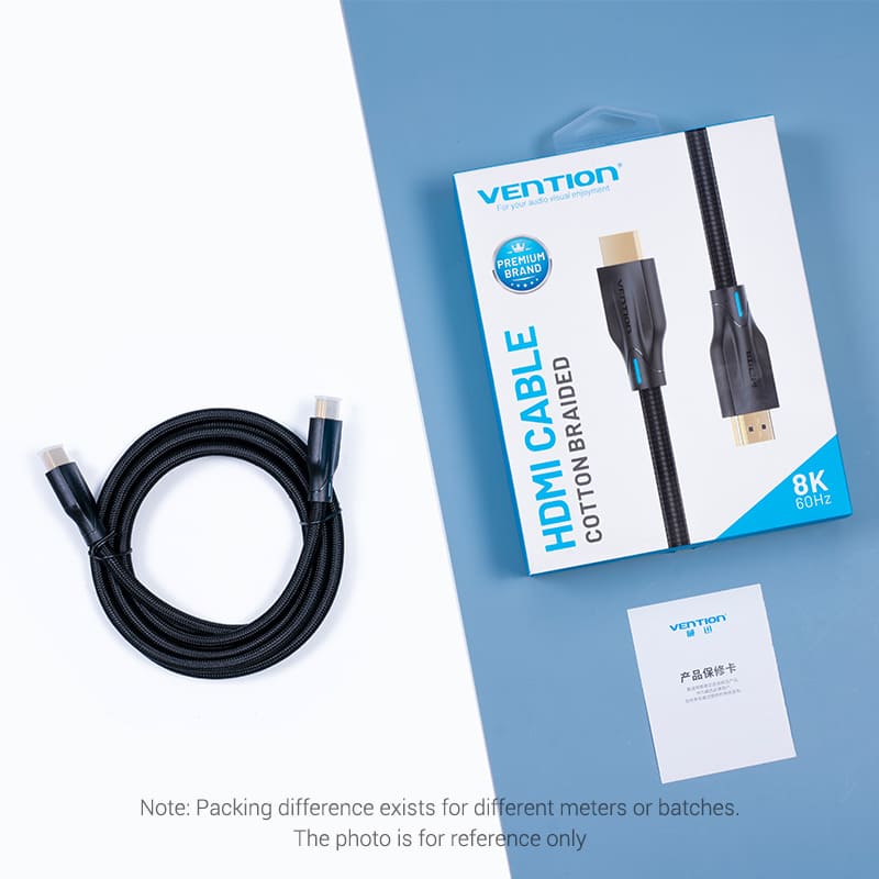 VENTION Cotton Braided 8K HDMI Cable Black