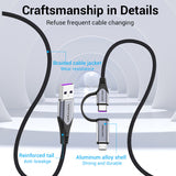 VENTION USB 2.0 A Male to 2-in-1 USB-C & Micro-B Male 5A Cable Grey Aluminum Alloy Type