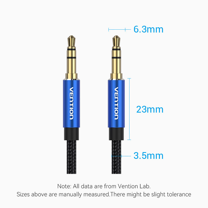 VENTION Cotton Braided 3.5mm Male to Male Audio Cable Blue Aluminum Alloy Type