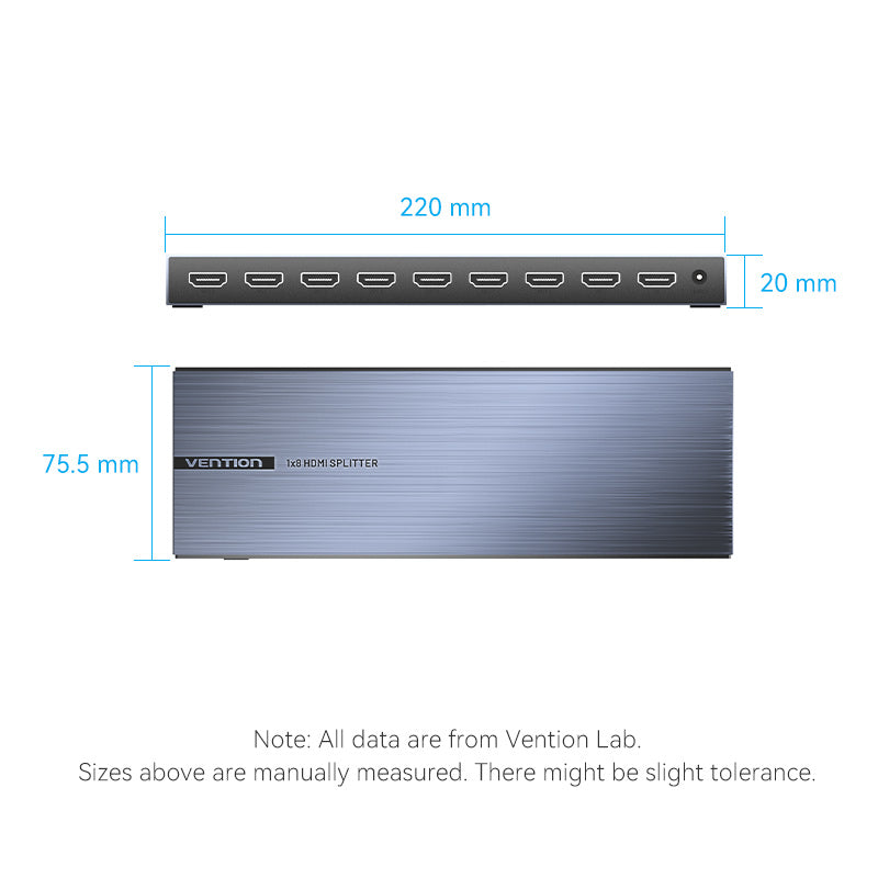 VENTION 4K 1x8 HDMI Splitter Black Aluminum Alloy Type UK Standard