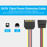 VENTION SATA 15P Power Extension Cable 0.3M Black