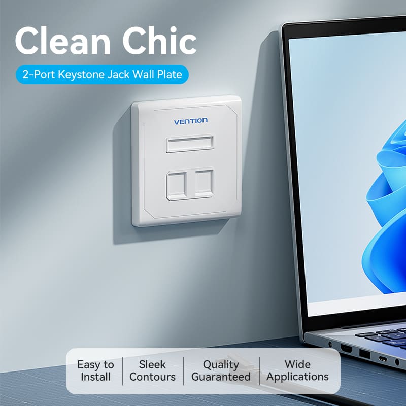 VENTION 2-Port Keystone Jack Wall Plate