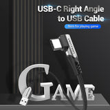 VENTION USB-C Right Angle to USB 2.0-A Cable Grey Aluminum Alloy Type
