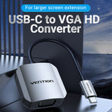VENTION USB-C to VGA Converter 0.15M Grey Aluminum Alloy Type