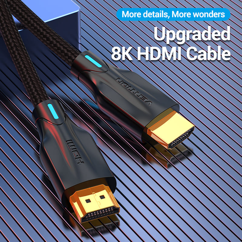 VENTION Cotton Braided 8K HDMI Cable Black