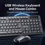 VENTION Wireless Full-Sized Keyboard and Mouse Combo with Mouse Pad Black Slim Type - US English Layout