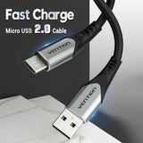 VENTION USB 2.0 to Micro USB Cable Grey Aluminum Alloy Type