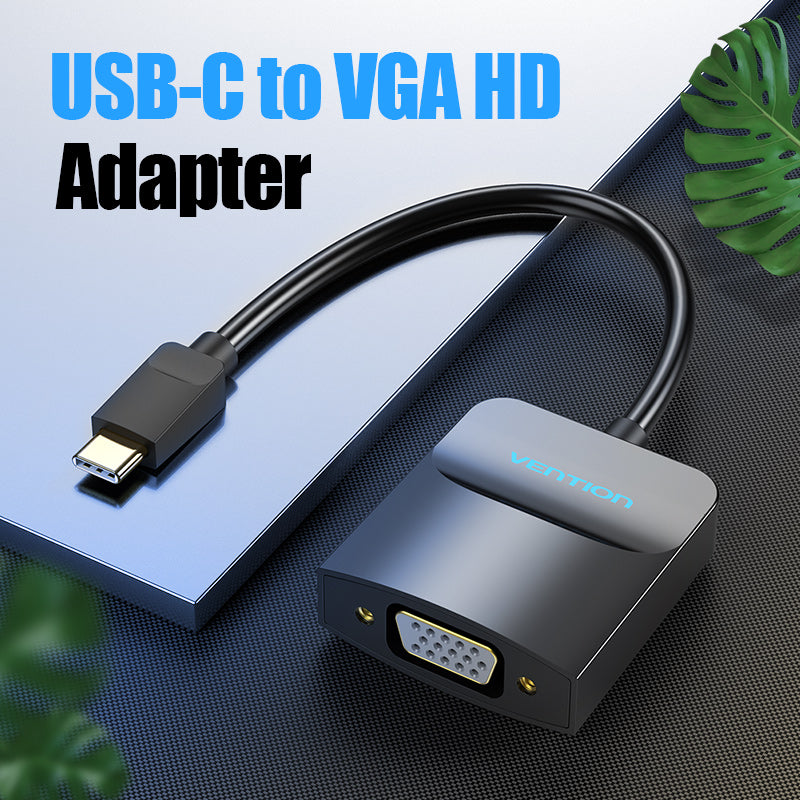 VENTION Type-C to VGA Adapter 0.15M Black ABS Type