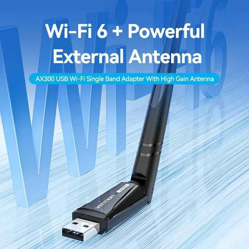 VENTION AX300 USB Wi-Fi Adapter – Next-Gen Wi-Fi 6, Single Band 2.4GHz, High Gain Antenna, Plug & Play, Enhanced Security, Stronger Signal & Wider Coverage
