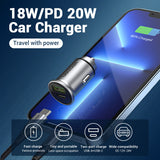 VENTION Two-Port USB A+C(18/20) Car Charger Grey Mini Style Aluminium Alloy Type