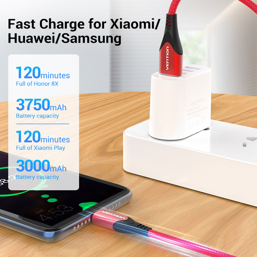 VENTION USB 2.0 to Micro USB Cable 1M Red Aluminum Alloy Type