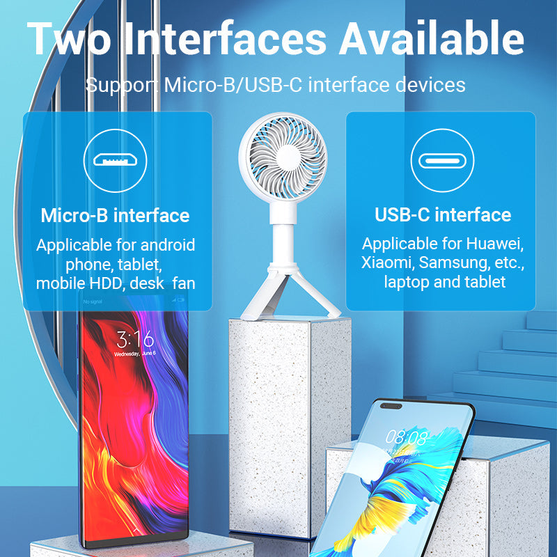 VENTION USB 2.0 A Male to 2-in-1 Micro-B&USB-C Male Cable 0.5M Grey Aluminum Alloy Type