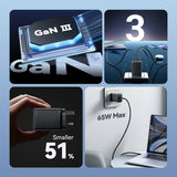 VENTION 3-Port USB (C + C + A) GaN Charger (65W/65W/60W) UK-Plug Black