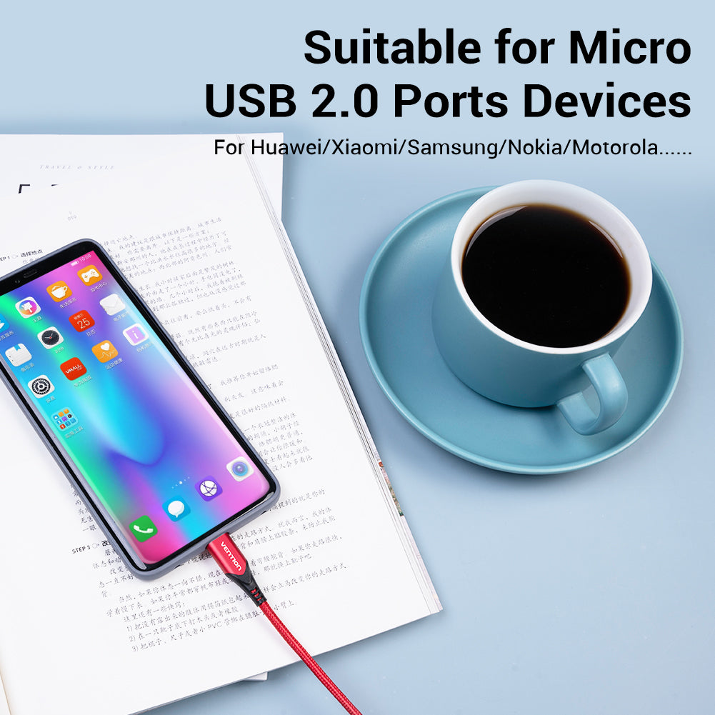 VENTION USB 2.0 to Micro USB Cable 1M Red Aluminum Alloy Type