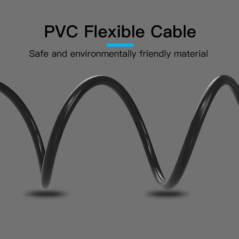 Vention PVC Flexible 3.5mm to 2RCA audio cable in black for high-quality sound transmission
