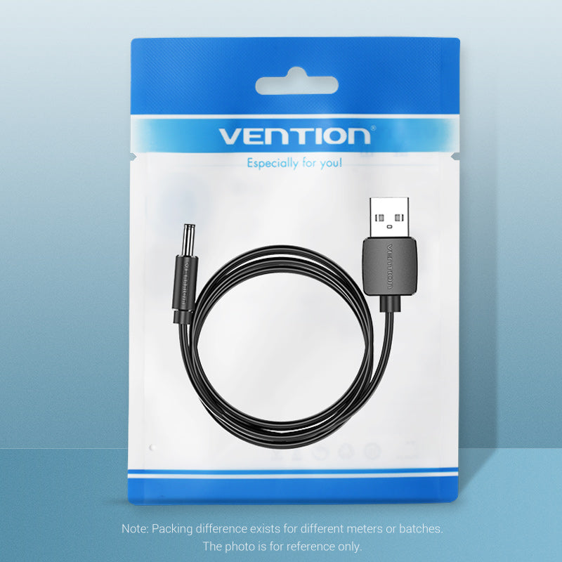 VENTION USB to 3.5mm Barrel Jack 5V DC Power Cable Black