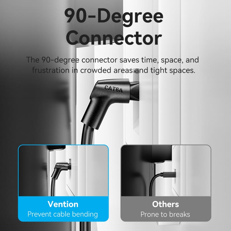 VENTION Cat 6A UTP Ethernet Patch Cable Right Angle and 360 Rotate plug Oxygen-free Copper