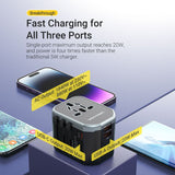 VENTION 3-Port USB (C+C+A) Universal Travel Adapter (20W/18W/18W)