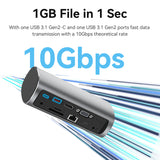 VENTION USB-C to HDMI/VGA/USB 3.1 Gen 2/USB 3.1 Gen 2-C/USB 3.0x2/RJ45/SD/TF/TRRS 3.5mm/PD/DC Docking Station Grey Vertical Aluminum Alloy Type UK Standard