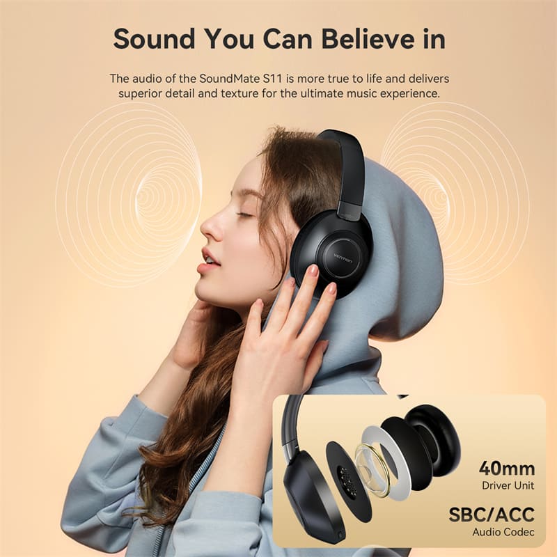 VENTION Wireless On-Ear Headphones SoundMate